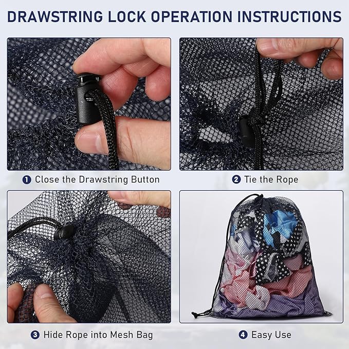 10/20/40/60/100PCS Durable Delicate Nylon Mesh Drawstring Bag - Multicolor Small Gym Travel Beach Bag With Locking Closure For College, Gym, Yoga, Sport