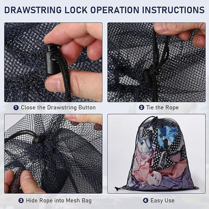 10/20/40/60/100PCS Durable Delicate Nylon Mesh Drawstring Bag - Multicolor Small Gym Travel Beach Bag With Locking Closure For College, Gym, Yoga, Sport
