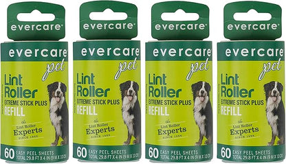 Evercare Extra Sticky Pet Lint Roller Refill 60 sheets - Pack of 4