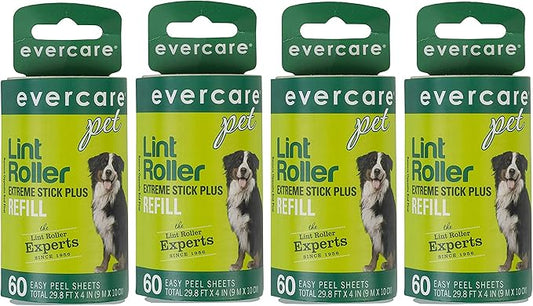 Evercare Extra Sticky Pet Lint Roller Refill 60 sheets - Pack of 4