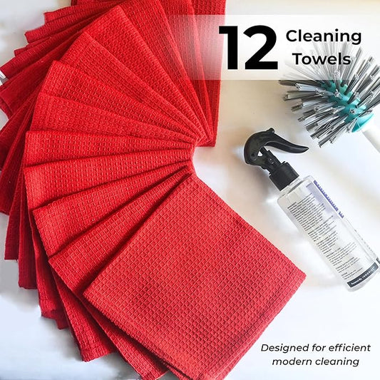 Red Cotton Cleaning Rags for Housekeeping - Trapos Paños De Limpieza Reutilizables - Kitchen Bar Shop Towel Dish Mop Wash Cloth for House Dust - Reusable Washable Absorbent - 13"x13" 12 Pack