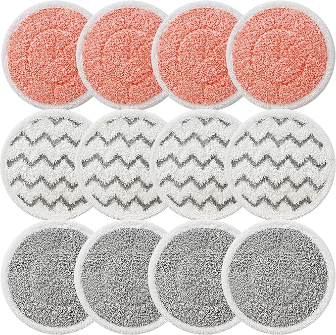 Rotating Mop Replacement Pads Compatible with Bissell Spin-Wave 3897A 3712C 3712W SmartSteam Scrubbing Steam Mop, Spinwave Mop Pads 12 Pack