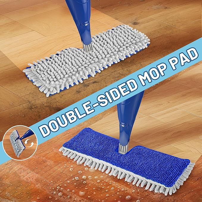 Double-Sided Mop Pads for O-Cedar ProMist MAX Spray Mop - Reusable Microfiber for Kitchen Bathroom Tile Cleaning - Washable Absorbent Chenille for Hardwood Laminate Floor Cleaning