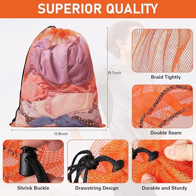 Mesh Bag Drawstring Mesh Bag Multicolor Nylon Bag Small Gym Bag Travel Beach Bag Locking Closure Storage Bag For College, Gym, Yoga, Sport
