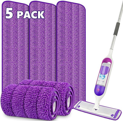 5 Pack Reusable Mop Pads for Swiffer PowerMop, Power Mop Pads 15'' Microfiber Refills for Hardwood Floor Cleaning, Machine Washable Dry Wet Use for All Floor Types