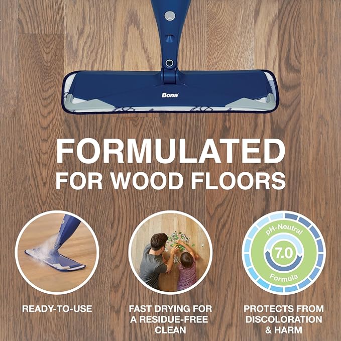 Bona Hardwood Floor Cleaner Refill - 64 fl oz - Cedar Wood - Refill Spray Mops and Spray Bottles - Residue-Free Floor Cleaning Solution for Hardwood Floors