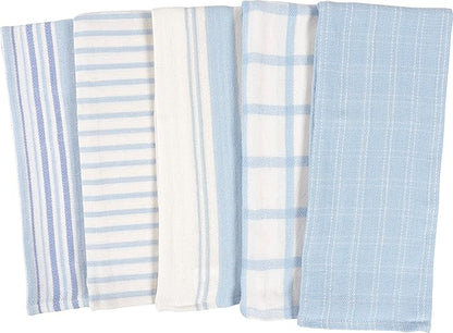 KAF Home Assorted Flat Kitchen Towels - Set of 10, 18 x 28 Inch (Sky)