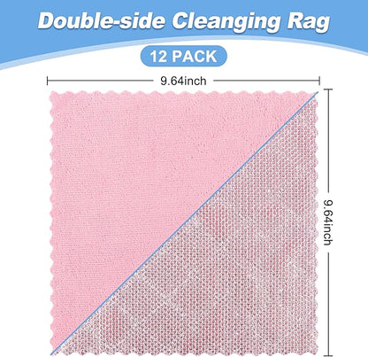 Aidoclip Non-Scratch Steel Wool Dishcloth - 5PC Set, Multi-Use Kitchen Scrubbers, Durable Cleaning Pads for Wet & Dry Use Grey (12pcs)
