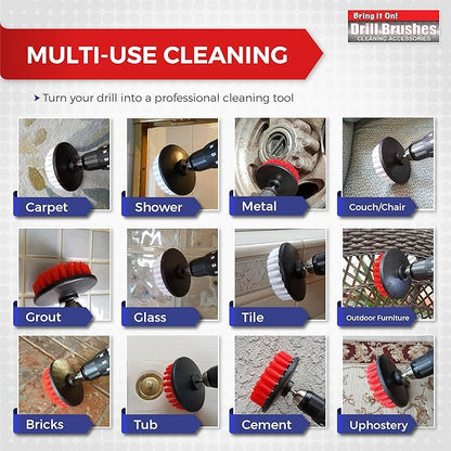 Grout Cleaner 5 Inch Flat Drill Brush | Tile and Grout Cleaner Tool Drill Brush Attachment | Bathroom and Shower Scrubber | Stiff Nylon Bristles Remove Soap Scum | Baseboard Cleaner Tool