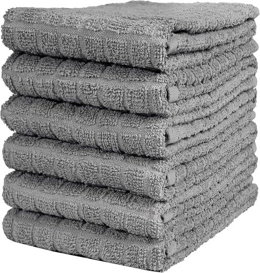 Bumble Kitchen Towels (6 Pack) | 16” x 28” | 100% Cotton Kitchen Towels | 385 GSM | Soft, Highly Absorbent & Durable Dish Towels for Kitchen | Gray