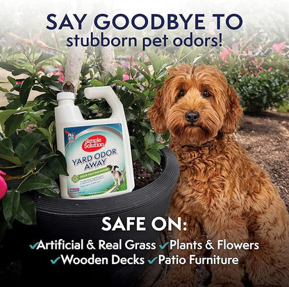 Simple Solution Yard Odor Eliminator Spray, Outdoor Pet Odor Remover, Lawn Deodorizer, Dog Urine Neutralizer, Enzyme Cleaner for Artificial Grass, Kennels, Patios, Decks, and Backyard Surfaces, 32oz