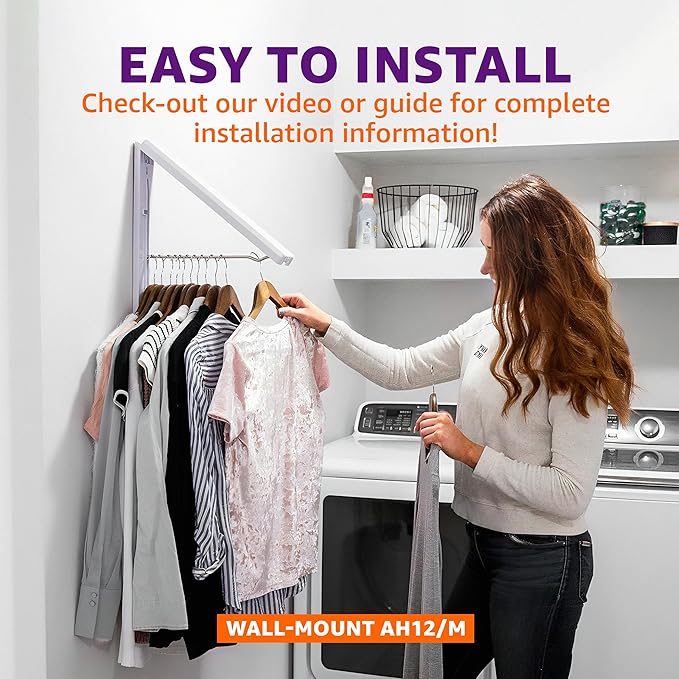 InstaHanger Original Collapsible Laundry Rack – Wall-Mount & Over the Door Hanger Racks – Clothes Hanger Rack Holds Up to 60 Lbs - Door Hangers Racks for Small Spaces (Bracket Included)