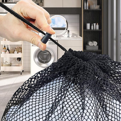 3 Pack Mesh Laundry Bag - Large 24" x 35" Machine Washable with Secure Drawstring Closure - Perfect for College Dorms, Laundromats, Apartments (Black)