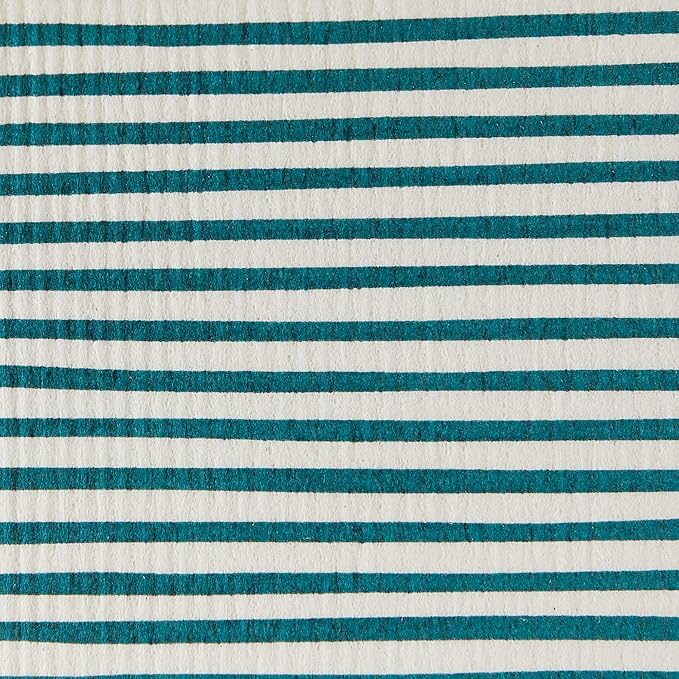 DII Swedish Dishcloths for Kitchen & Cleaning, Reusable, Machine Washable & Dishwasher Safe, Biodegradable, 7.75 x 6.75, Teal & White