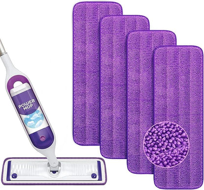 Reusable Power Mop Refills Pads Compatible with Swiffer PowerMop Mop - Microfiber Power Mop Pads Refill for 13 ''-15 '' Spray Mop- Washable Pads for Multi-Surface Floor Cleaning, 4 Pack
