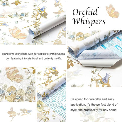Dimoon 78.7"x17.3" Peel and Stick Wallpaper Floral Beige White Boho Contact Paper Brown Wallpaper Removable Self Adhesive Waterproof Wall Paper Bedroom Bathroom Kitchen Thicken Vinyl Roll