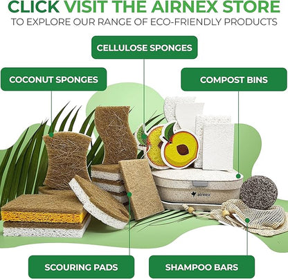 Natural Kitchen Sponges (12 Pack) - Biodegradable Cellulose & Coconut Scrubber Dish Sponges for Kitchen - Eco-Friendly, Non Scratch, Compostable, Non Toxic S-Shaped Natural Sponges for Dishes