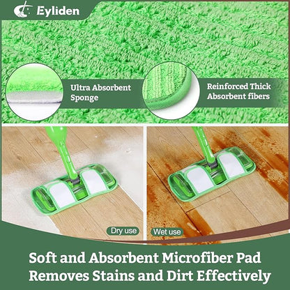 Eyliden Spray Mop for Small Spaces - 360° Swivel Mop with 12 Disposable Cloths, 1 Reusable Pad, 13oz Refillable Bottle | Perfect for Apartments, Dorms & Compact Living