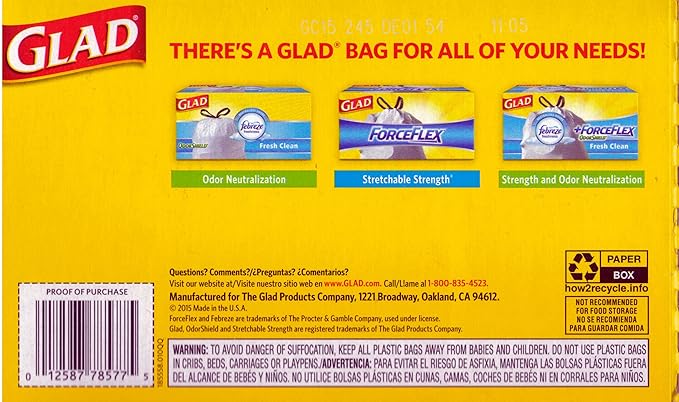 Glad Tall Kitchen Drawstring Trash Bags With Reinforcing Bands 13 Gal 60 Ct