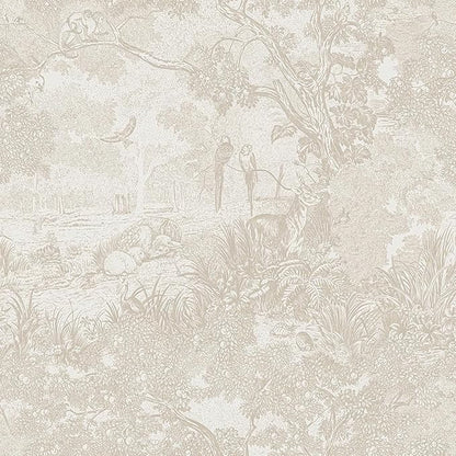 Heroad Peel and Stick Wallpaper Beige Neutral Vintage Forest Animals Floral Wallpaper Removable Self-Adhesive Contact Paper for Bedroom Living Room Cabinets Decoration Thicken Vinyl 17.3''x787''