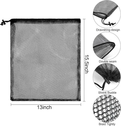 13"X15.5" 24Pcs Mesh Laundry Drawstring Bag Nylon Drawstring Gym Bag with Cord Lock Closure