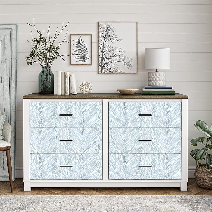 Modern Peel and Stick Wallpaper Boho Blue Contact Paper 17.3"x 200" Self-Adhesive Waterproof Neutral Wallpaper Vinyl Roll for Bathroom Bedroom Cabinets Décor