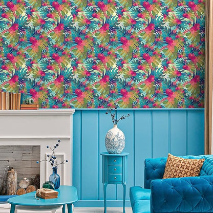 VaryPaper 17.7"x315" Tropical Peel and Stick Wallpaper Leaf Floral Wallpaper Waterproof Decorative Floral Contact Paper for Walls Removable Self Adhesive Wall Mural for Bedroom Bathroom Cabinets