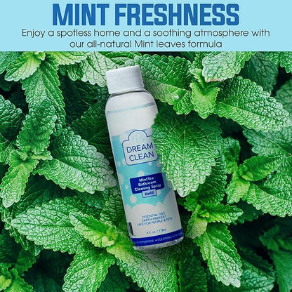 DREAM CLEAN MintTea Bathroom Cleaning Spray Refill - Biodegradable and Cruelty-Free Formula for Showers, Tubs, Sinks & More, Spearmint & Tea Tree Essential Oils, 4oz