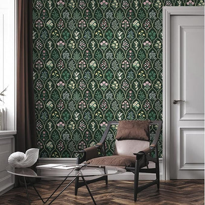 Dimoon 17.3''x78.7'' Peel and Stick Wallpaper Floral Contact Paper Vintage Wallpaper Green Pink Renter Friendly Waterproof Upgrade Embossed Self Adhesive Kitchen Bedroom Cabinet