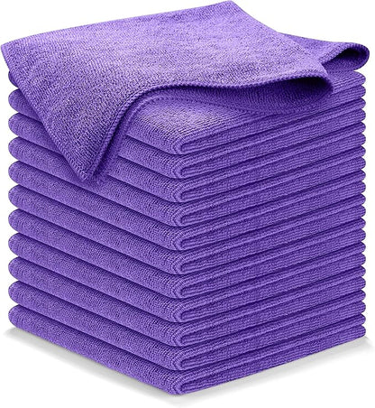 USANOOKS Microfiber Cleaning Cloth - Purple - 12Pcs (12.5x12.5 inch) High Performance - 1200 Washes, Ultra Absorbent Car Towel Traps Grime & Liquid for Streak-Free Mirror Shine - Car Washing Cloth