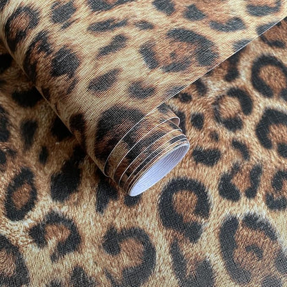 JiffDiff Upgrade Leopard Print Peel and Stick Wallpaper, 17.3" x 1200" Waterproof Removable Self Adhesive Wallpaper, Unique Funky Cheetah Contact Paper for Bedroom, Bathroom, Decor