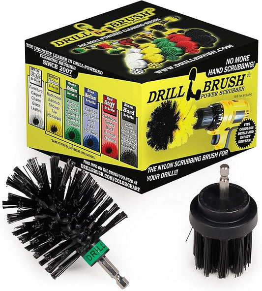 2 Piece Mini Size Long Bristle Black Ultra Stiff Rotary Cleaning Drillbrushes Used for Cleaning BBQ Grills, Furnaces, Baked-on Food, and Industrial Applications
