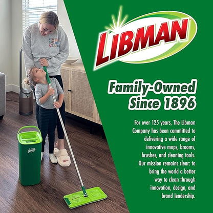 Libman Rinse 'n Wring Mop and Bucket System, Microfiber Dry Wet Mop for Floor Cleaning, Hardwood, Laminate, Tile Cleaner, Dual Chamber Bucket Design, 2 Total Refill Replacement Head Pads