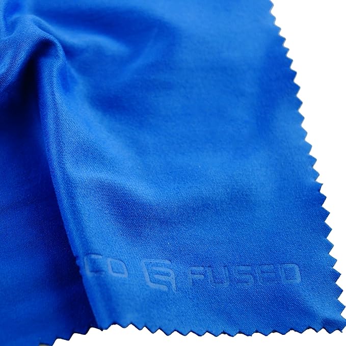 Eco-Fused Microfiber Cleaning Cloths - 10 Colorful Cloths and 2 White Cloths - Ideal for Cleaning Glasses, Spectacles, Camera Lenses, iPad, Tablets, Phones, LCD Screens (Blue/Grey)