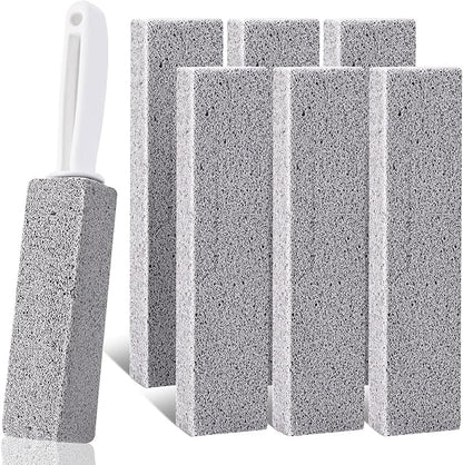 7 Pack Pumice Stone for Toilet Cleaning, Pumice Stone Toilet Bowl Cleaner, Pumice Scouring Stick with Handle, Powerfully Cleans Hard Water Rings, Replaceable Design