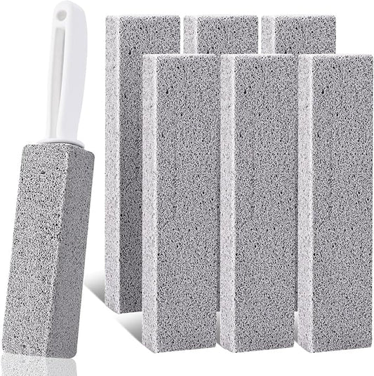 7 Pack Pumice Stone for Toilet Cleaning, Pumice Stone Toilet Bowl Cleaner, Pumice Scouring Stick with Handle, Powerfully Cleans Hard Water Rings, Replaceable Design