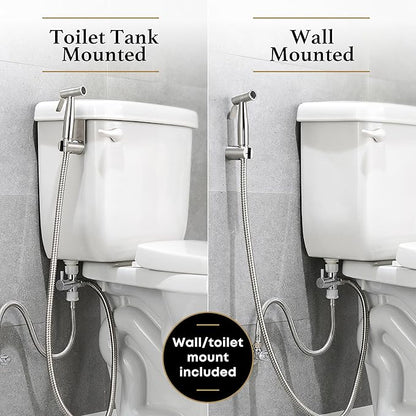Purrfectzone 3 Pack Bidet Sprayer for Toilet, Handheld Kit, Easy-to-Install Toilet Shattaf Set, Hand Held Stainless Steel shower with Adjustable Flow, Cloth Diaper wash
