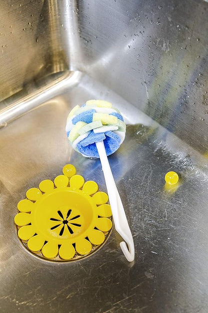 Compac Sink Daisy Scented Kitchen Sink Strainer infuses & Freshens Your Sink, Must Have Kitchen Sink Accessories, Sink Drain Strainer - Catcher, Drain Cover, Mandarin, Orange Scent, 12 Count