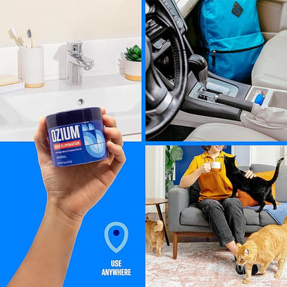 Ozium Odor Eliminating Gel - 4.5oz Air Freshener Alternative for Smoke, Pets, and Musty Odors - Long Lasting Odor Remover for Cars, Homes, Closets and Small Spaces - New Car