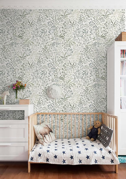 Heroad Green Floral Peel and Stick Wallpaper Boho Contact Paper for Cabinets Drawers 16.1''x393'' Leaf Wall Paper Removable Self Adhesive Wallpaper for Bedroom Bathroom Waterproof Decor Vinyl Roll