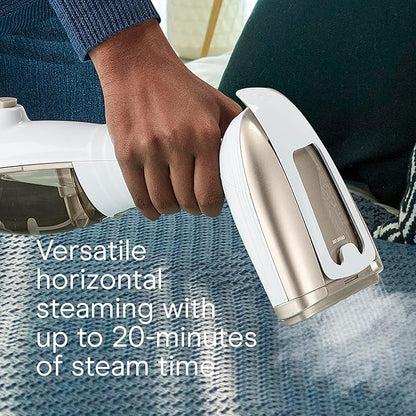 Conair Handheld Garment Steamer for Clothes, Turbo ExtremeSteam 1875W Fabric Clothes Steamer, Portable Handheld Design, Strong Penetrating Steam, White/Champagne, Pack of 2