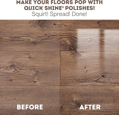 Quick Shine Hardwood Floor Luster-Polish 27oz-2pk | Plant-Derived w/Carnauba | Safer Choice, No PFAS, pH Neutral | Ready to Use Formula w/Anti-Slip Technology | Simply Squirt & Spread | Made in USA
