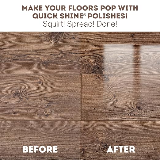 Quick Shine Hardwood Floor Luster-Polish 27oz | Plant-Derived w/Carnauba | Safer Choice, No PFAS, pH Neutral | Ready to Use Formula w/Anti-Slip Technology | Simply Squirt & Spread | Made in USA