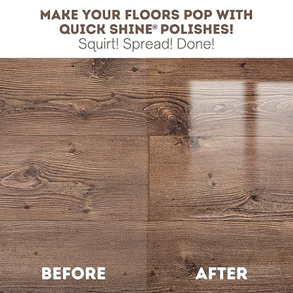 Quick Shine Hardwood Floor Luster-Polish 27oz | Plant-Derived w/Carnauba | Safer Choice, No PFAS, pH Neutral | Ready to Use Formula w/Anti-Slip Technology | Simply Squirt & Spread | Made in USA