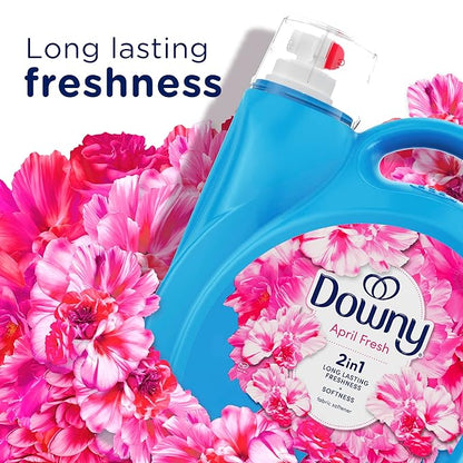 Downy Soft, 2 in 1 Soft and Fresh Liquid Fabric Softener, April Fresh, 44 fl oz, 60 Loads, Fabric Conditioner Liquid provides softness and freshness for fabrics