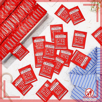 Timgle 200 Pcs Stain Remover Wipes Individual Wrapped Wipes Stain Remover Mini for Clothes Fabric Laundry Carpet Messy Eater Car Seat Upholster Clean (Red)