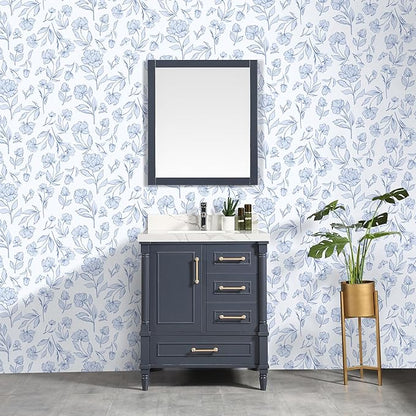 Timeet Floral Peel and Stick Wallpaper Blue and White Wallpaper Removable Self-Adhesive Wall Paper for Bedroom Bathroom Vintage Contact Paper for Walls Covering 17In×78.7In