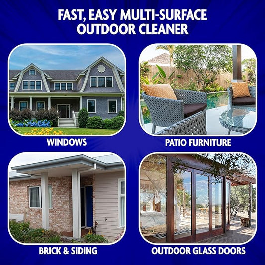Windex Outdoor Window and Glass Cleaner for Hose Ammonia Free, Concentrated Formula for Deep Outdoor Clean, Patio Cleaner, Compatible With All Hoses, 32 Fl Oz (Pack of 8)