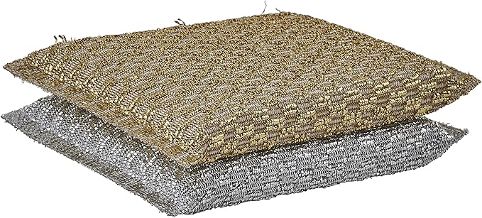 Kitchen Sponge Scrubber, Heavy Duty, Hand Friendly Scouring Sponge for Sink, Pot, Dish Washing Scrubber Non-Scratch, Kosher Sponge, by Superio (Silver-Gold)