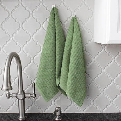Ritz Royale Collection 100% Combed Terry Cotton, Highly Absorbent, Oversized Kitchen Towel Set, 28" x 18", 2-Pack, Solid, Juniper